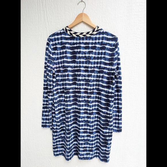 Tory Burch Hollie T Shirt Blue Tie Dye Shift Mini Dress 100% Cotton Size XL - Picture 5 of 5